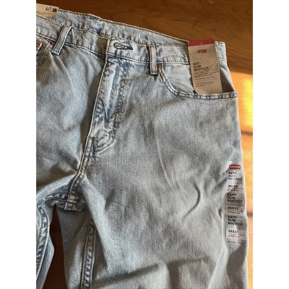 NWT Levi's 527 Slim Bootcut Jeans Men's 36x32 Light Wash Stretch 055270722